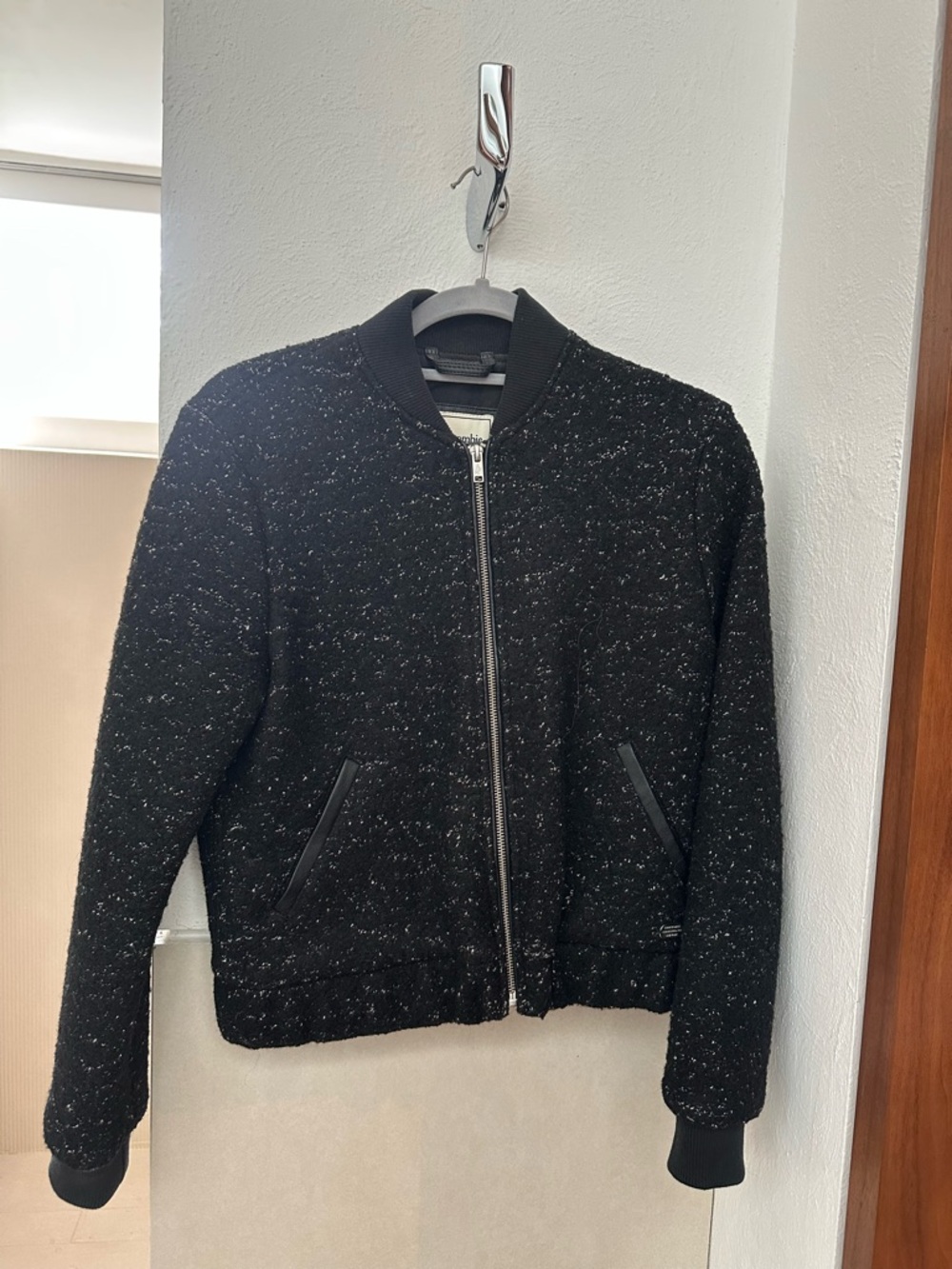 Abercrombie & Fitch Black Speckled Bomber Jacket